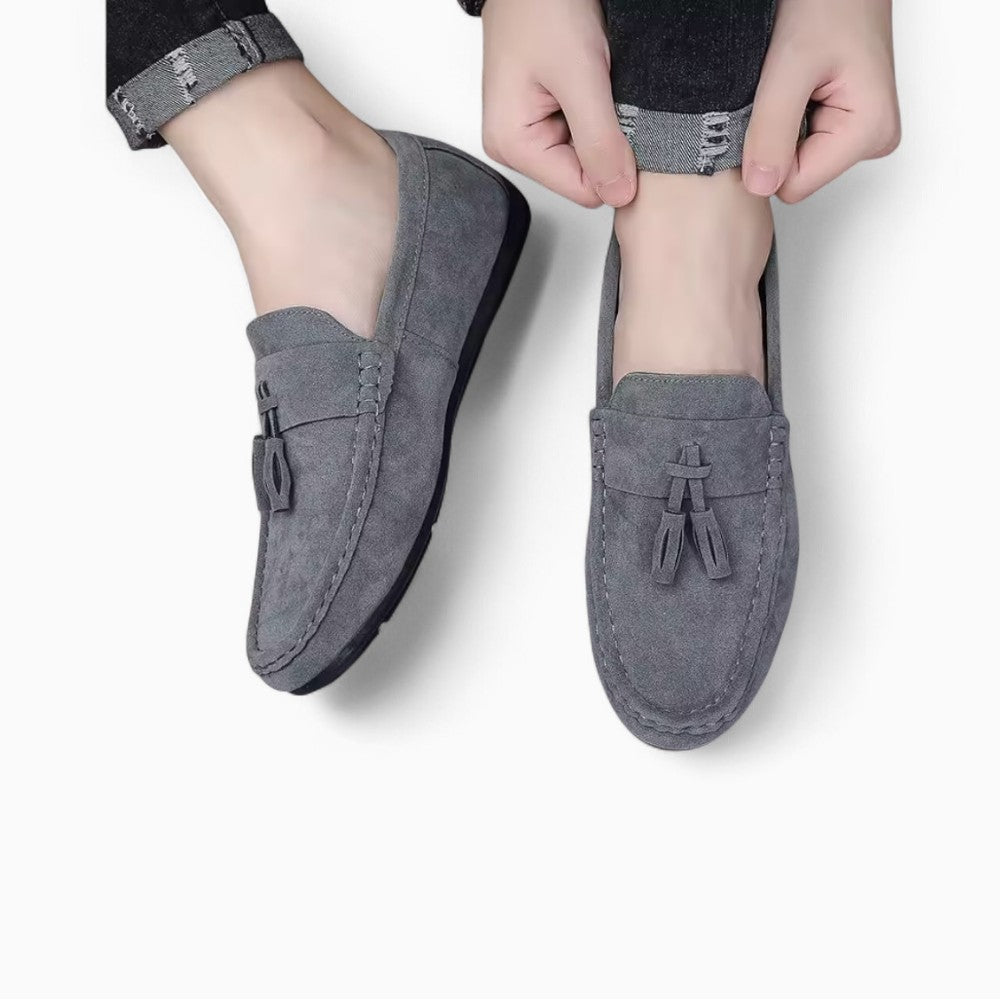 Mocassins gris à glands pour homme