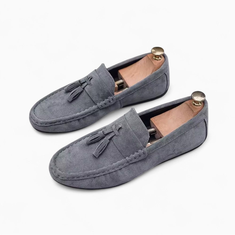 Mocassins gris à glands pour homme