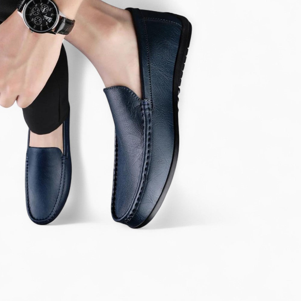 Mocassins en cuir bleu pour homme