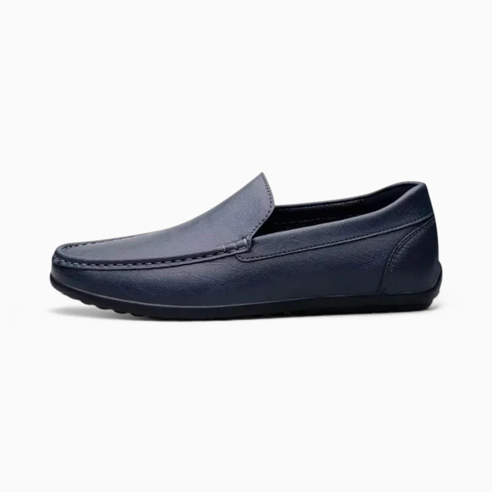 Mocassins bleu marine en cuir pour homme
