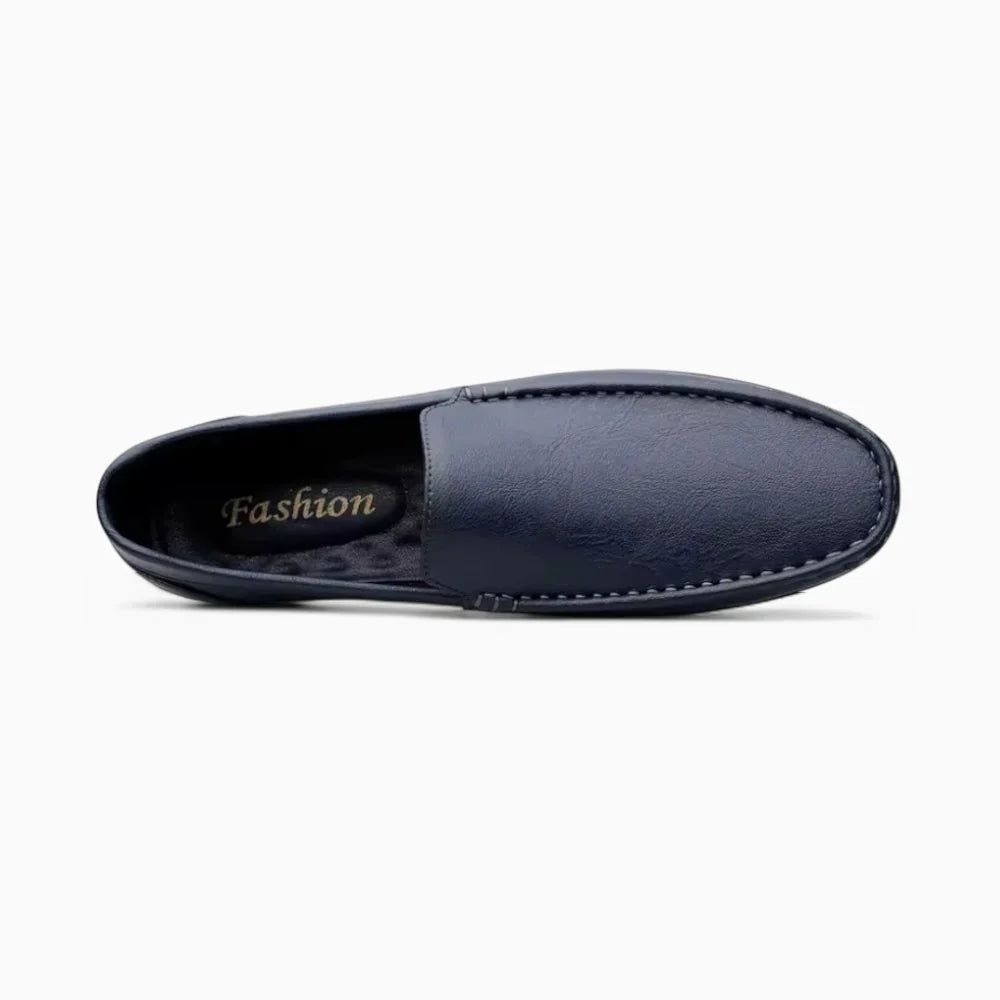 Mocassins bleu marine en cuir pour homme