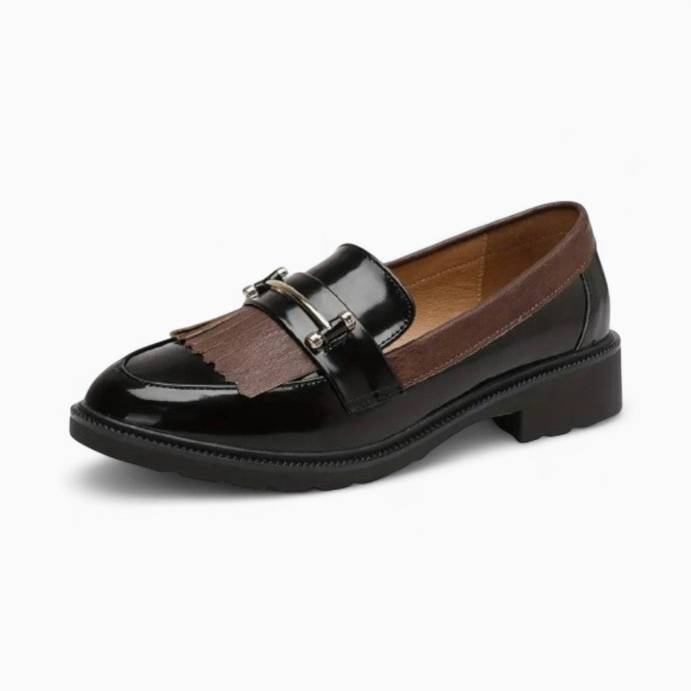 Mocassins noirs vernis en cuir synthétique