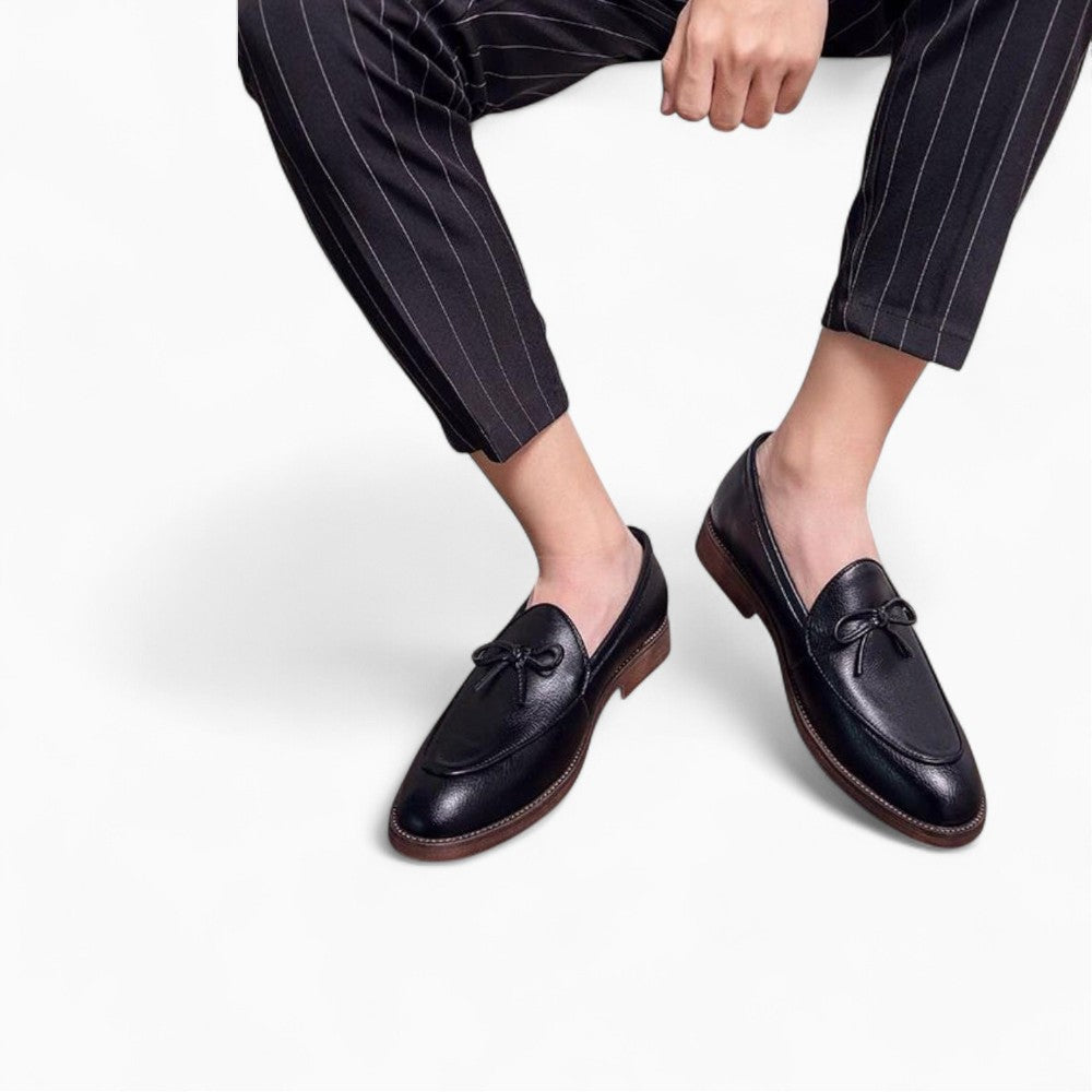 Mocassins en cuir noir à lacets  pour homme