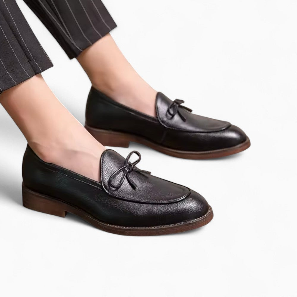 Mocassins en cuir noir à lacets  pour homme
