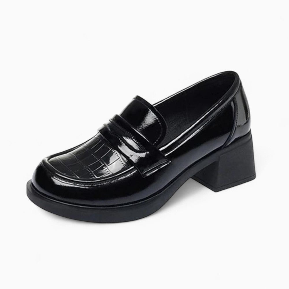Mocassins à talons en cuir verni