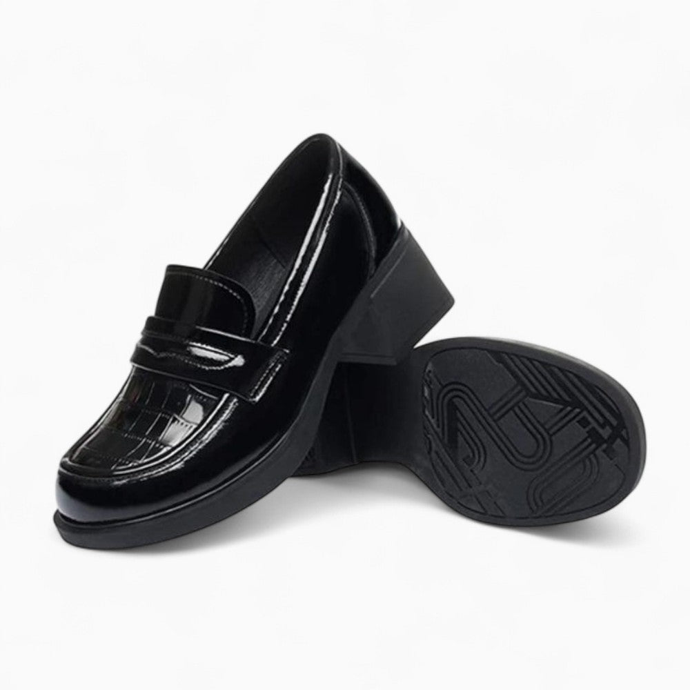 Mocassins à talons en cuir verni