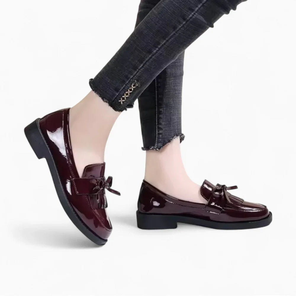 Mocassins en cuir vernis bordeaux