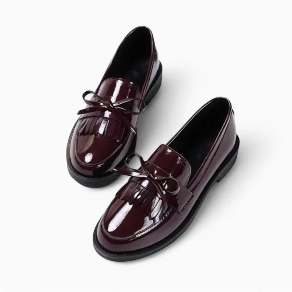Mocassins en cuir vernis bordeaux