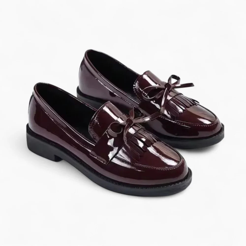 Mocassins en cuir vernis bordeaux