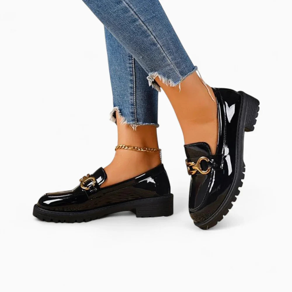 Mocassins à plateforme vernis noir
