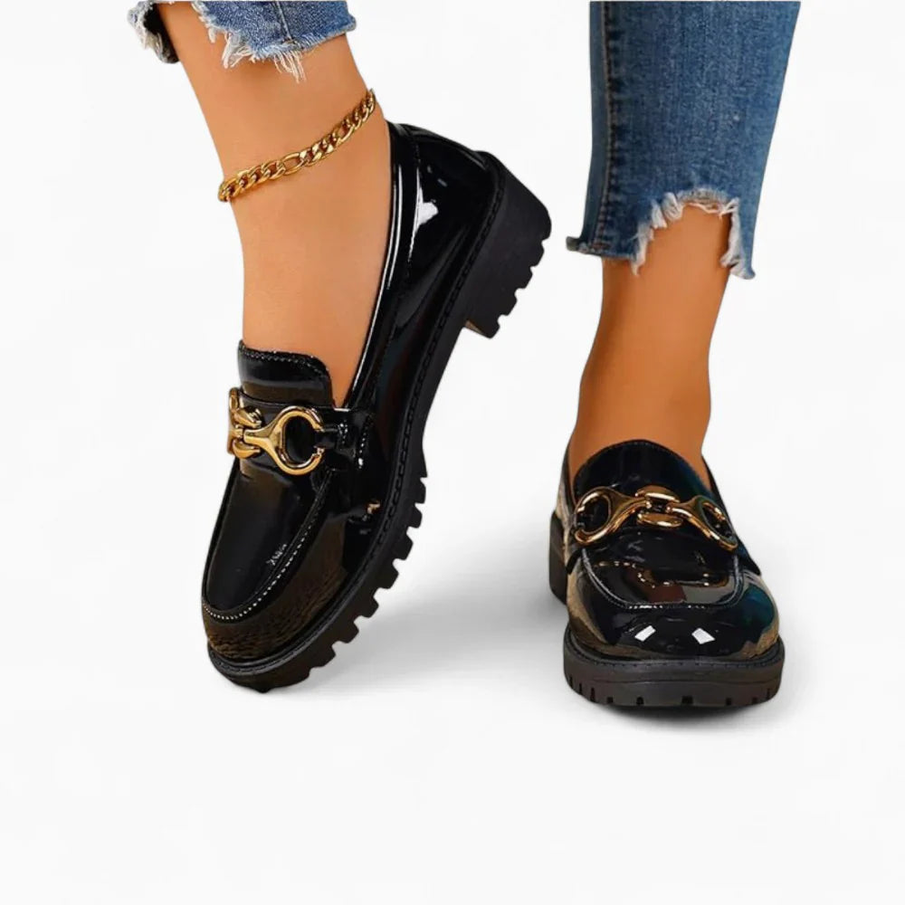 Mocassins à plateforme vernis noir
