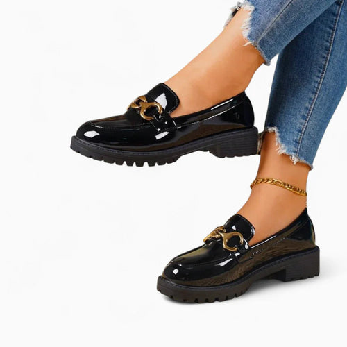 Mocassins à plateforme vernis noir
