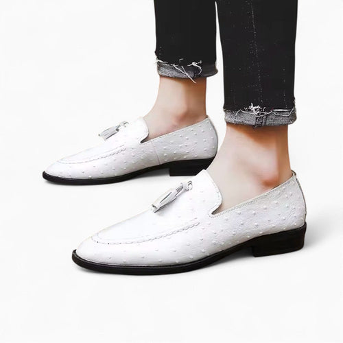 Mocassins à glands vernis blanc pour homme