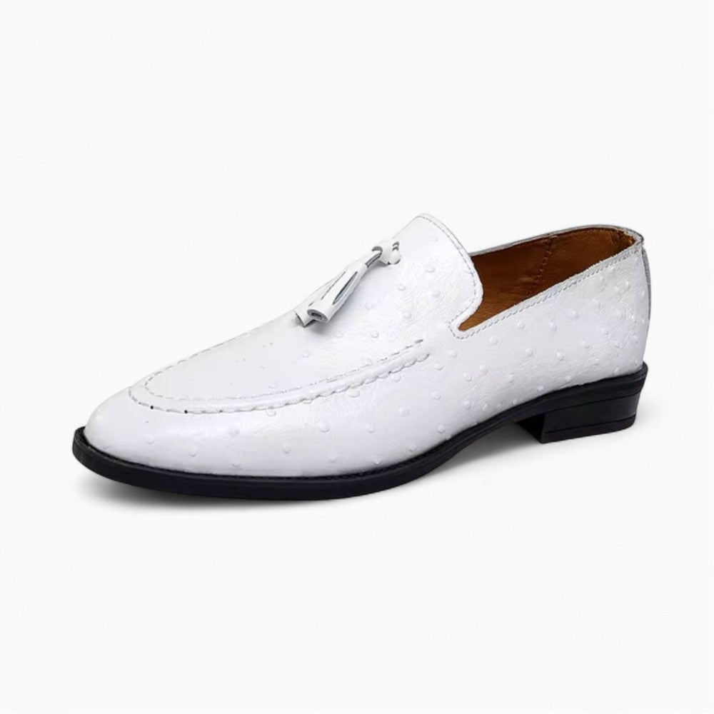 Mocassins à glands vernis blanc pour homme