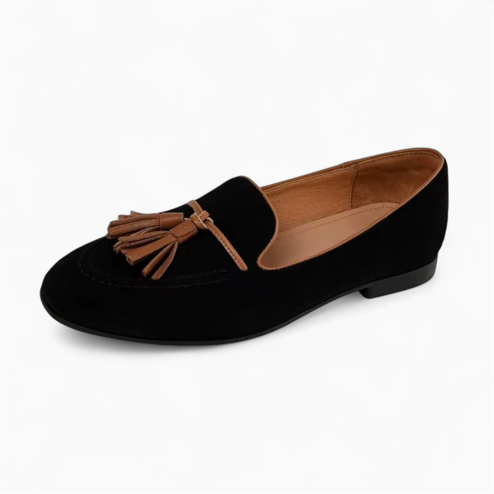 Mocassins en daim noir à glands