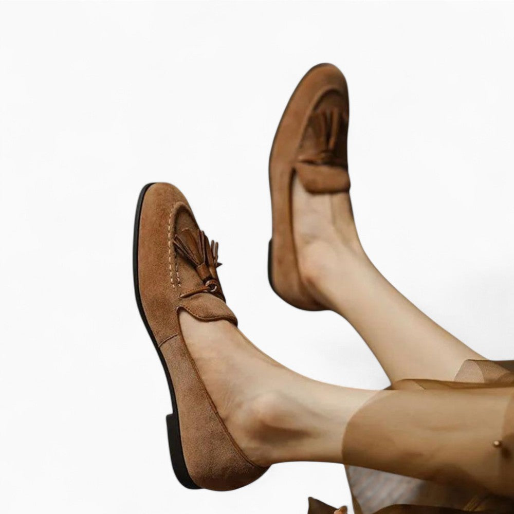 Mocassins en daim marron à glands