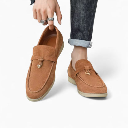 Mocassin en daim camel avec charms homme