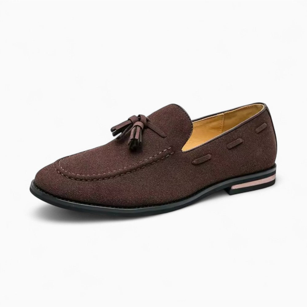 Mocassins à glands en cuir marron foncé pour homme