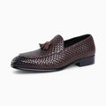 Mocassins en cuir tressé à glands pour homme