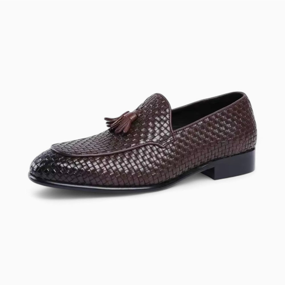 Mocassins en cuir tressé à glands pour homme