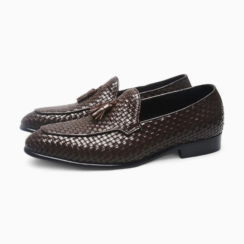Mocassins en cuir tressé à glands pour homme