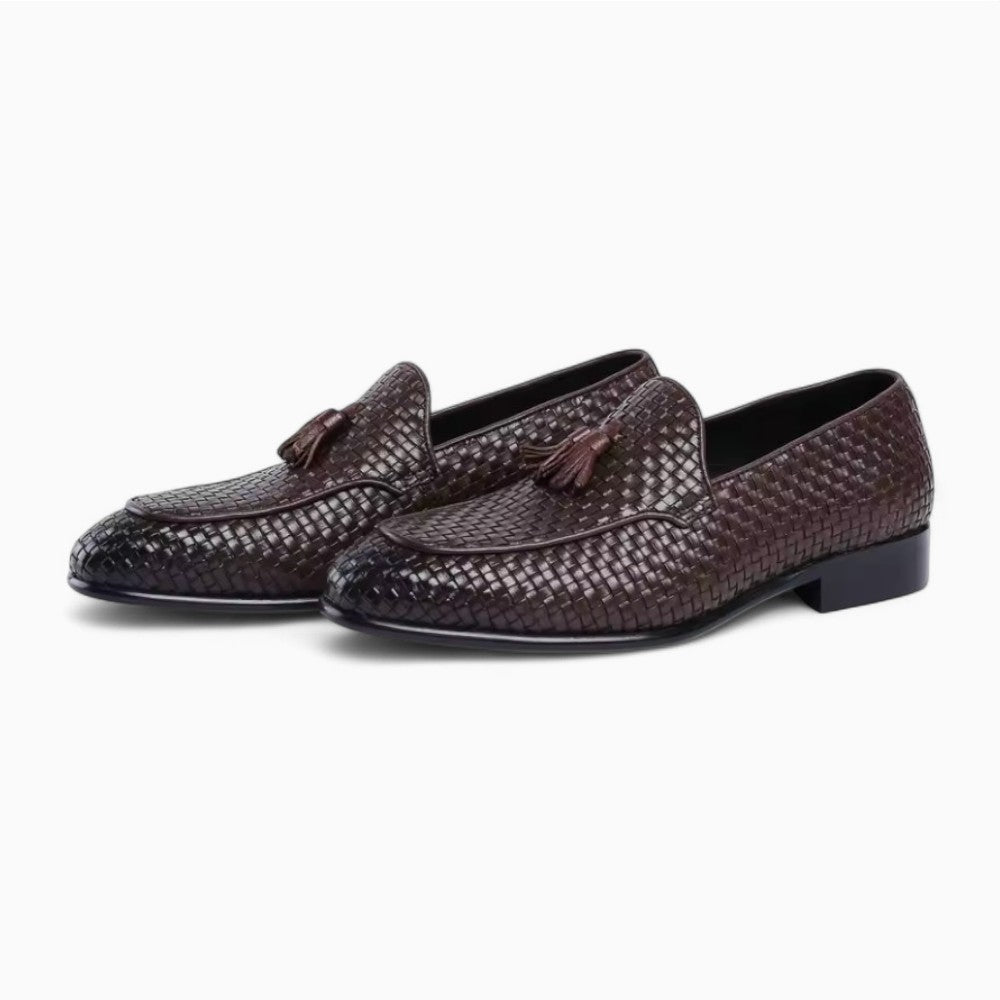 Mocassins en cuir tressé à glands pour homme