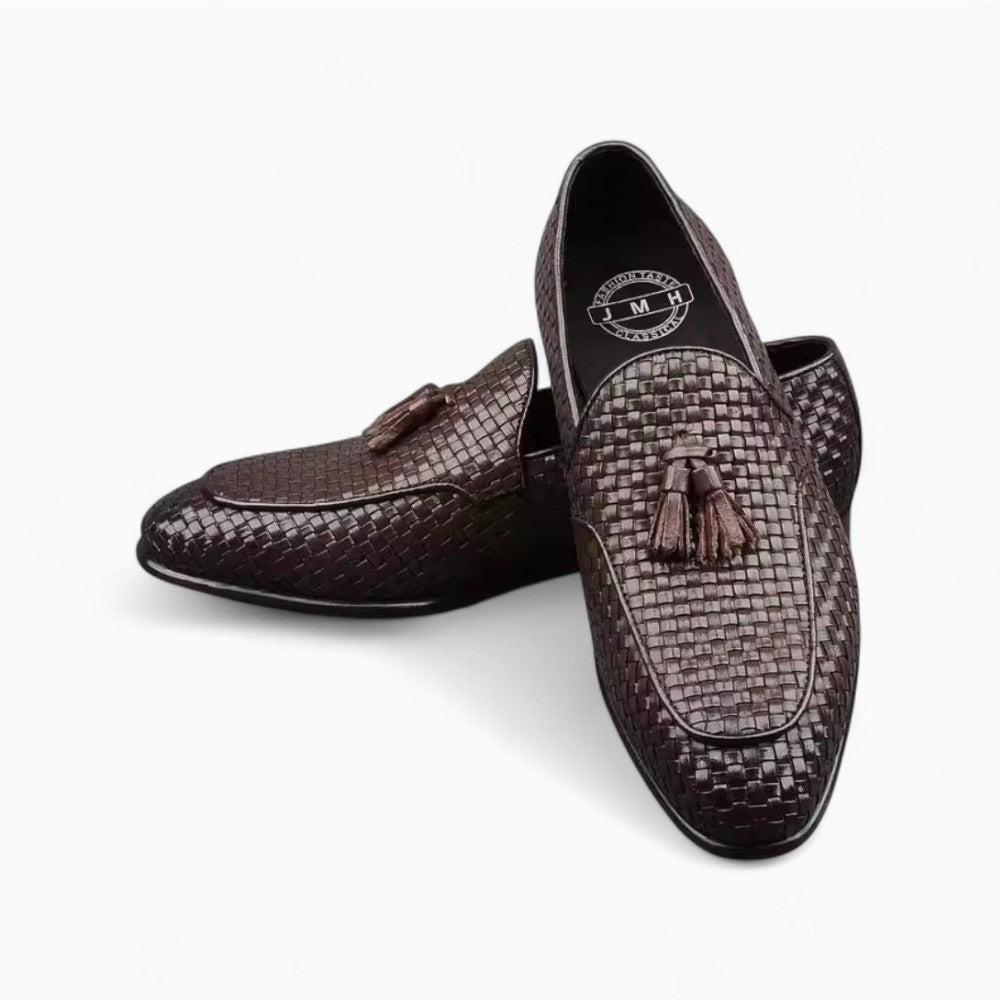 Mocassins en cuir tressé à glands pour homme