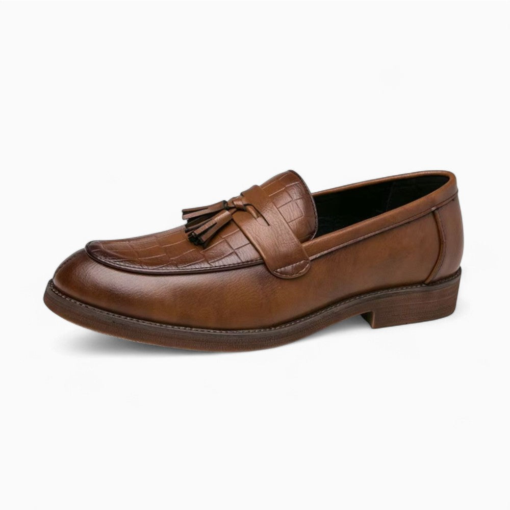 Mocassins à glands avec effet crocodile pour homme