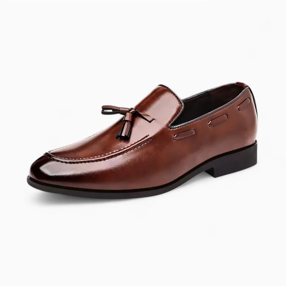 Mocassins en cuir marron à glands pour homme