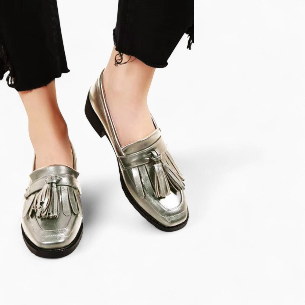 Mocassins argentés à glands