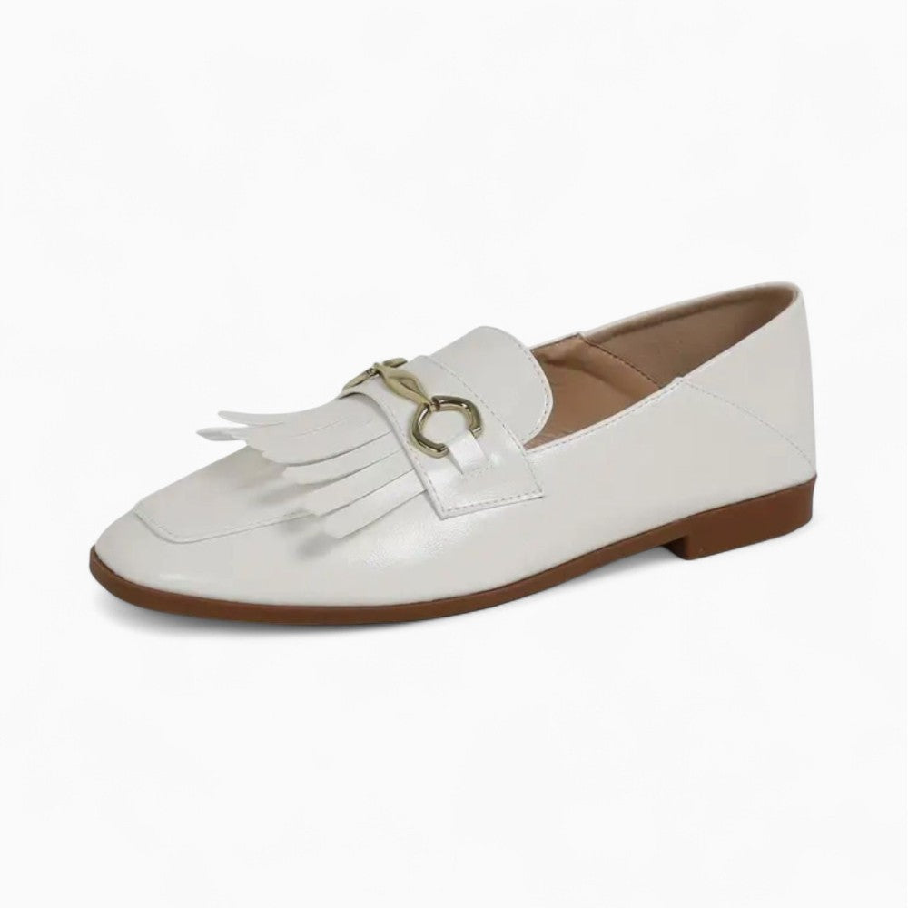 Mocassins blancs à frange style rétro