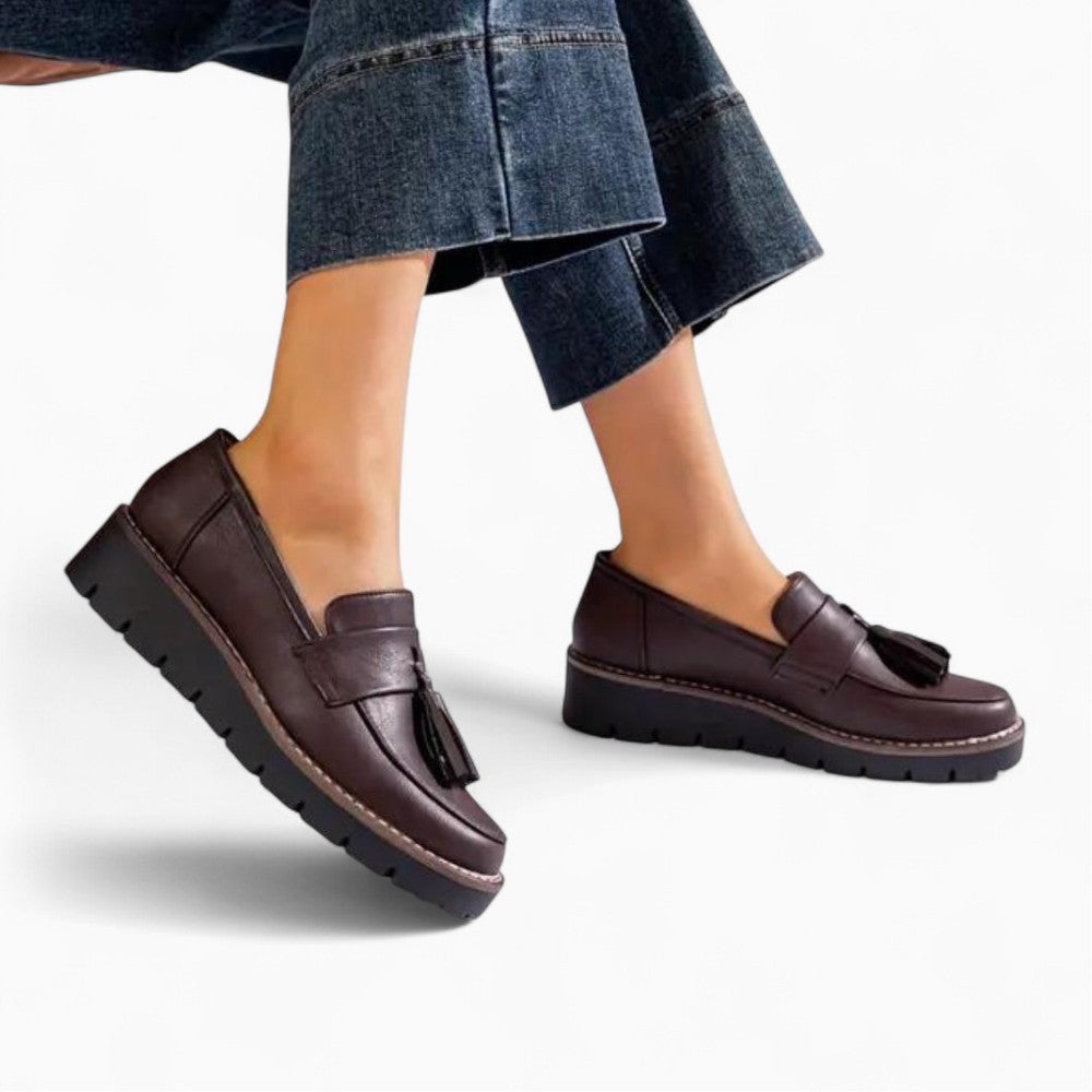 Mocassins marron à plateforme et à glands