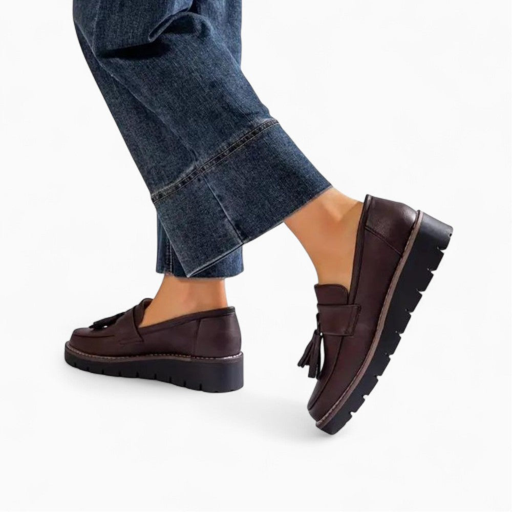 Mocassins marron à plateforme et à glands