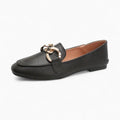Mocassin en cuir noir à boucle dorée