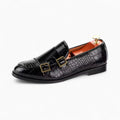 Mocassin en cuir effet croco et à boucles pour homme