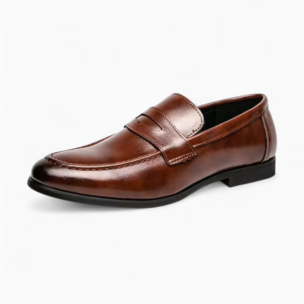 Mocassin en cuir marron avec semelle gomme pour homme