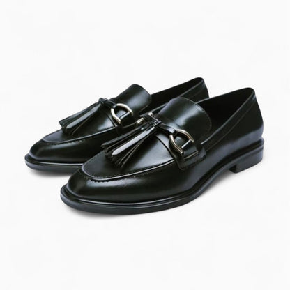 Mocassin noir à gland femme
