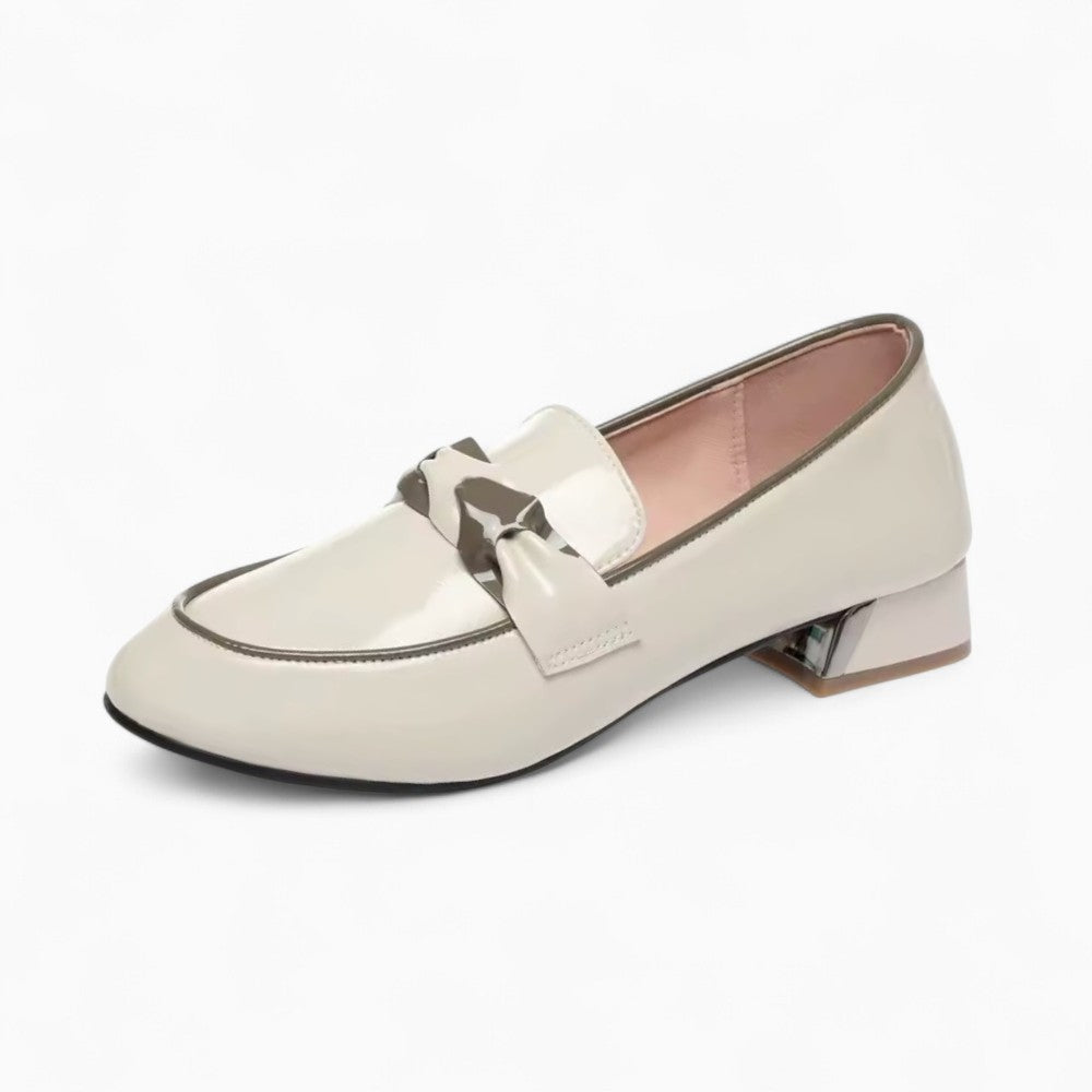 Mocassins à talon carré blanc