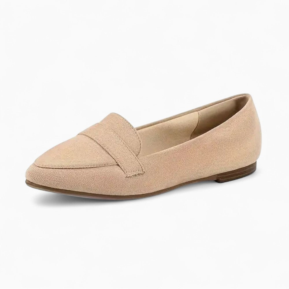 Mocassins en cuir beige à bout poitu