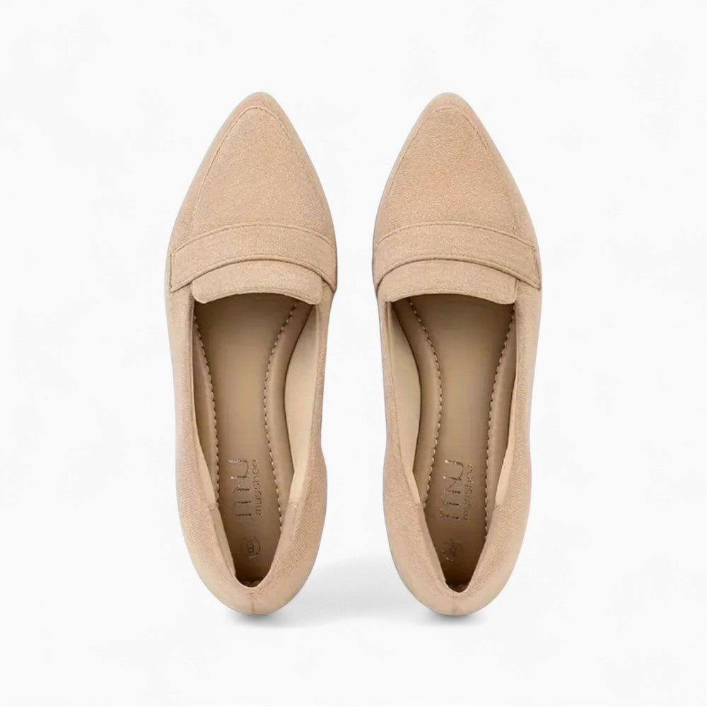 Mocassins en cuir beige à bout poitu