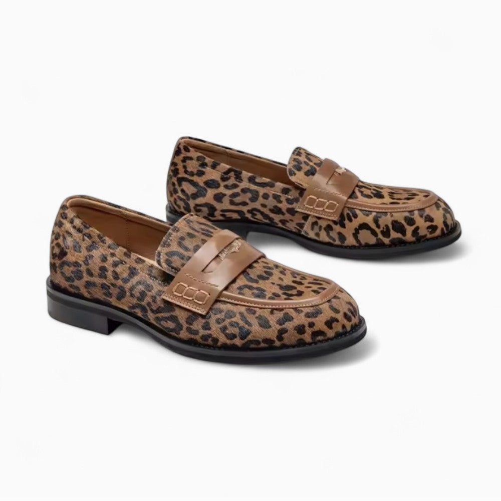 Mocassins à motif léopard