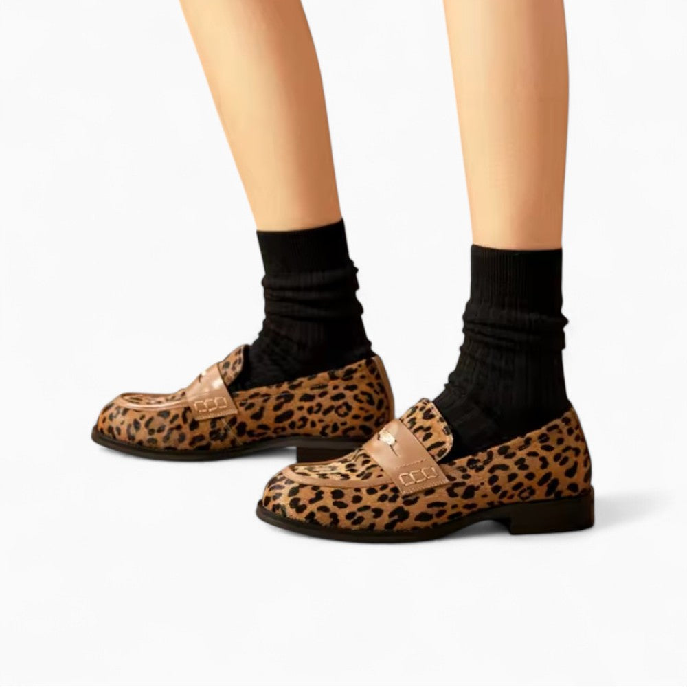 Mocassins à motif léopard