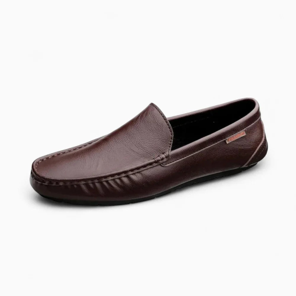 Mocassins marron en cuir pour homme