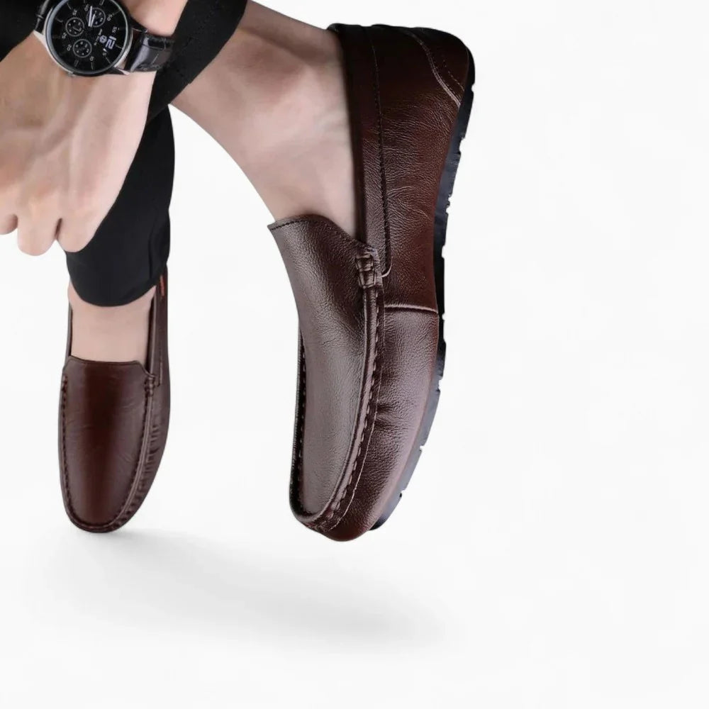Mocassins marron en cuir pour homme