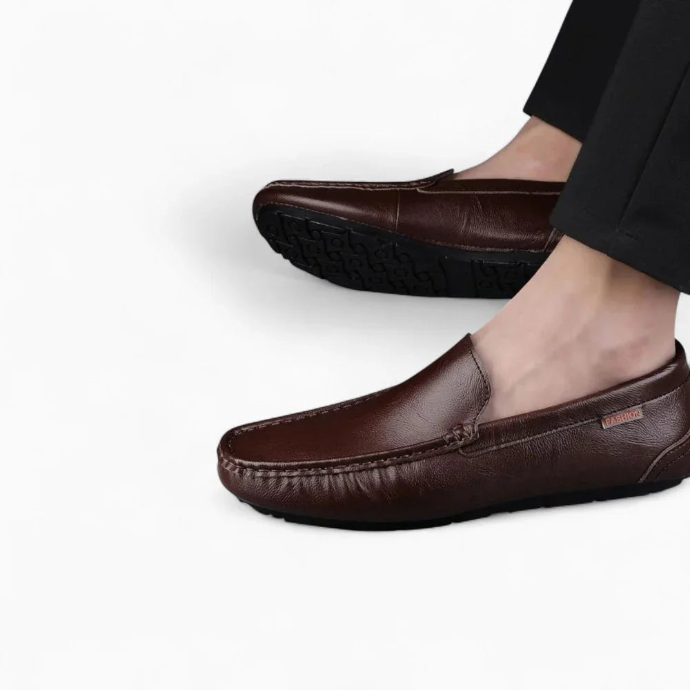 Mocassins marron en cuir pour homme