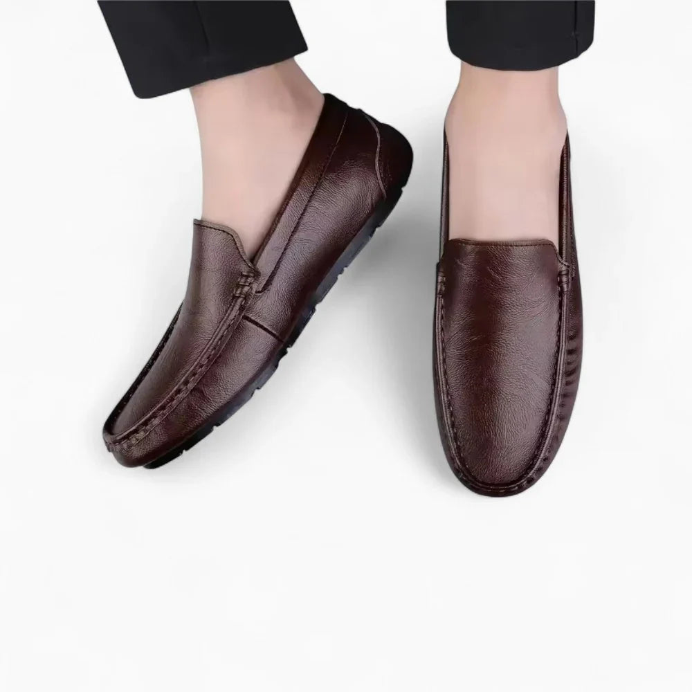 Mocassins marron en cuir pour homme