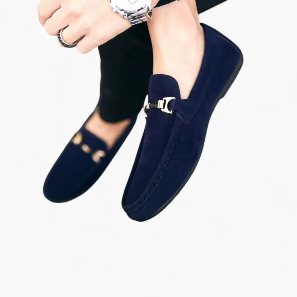 Mocassins en daim bleu marine pour homme