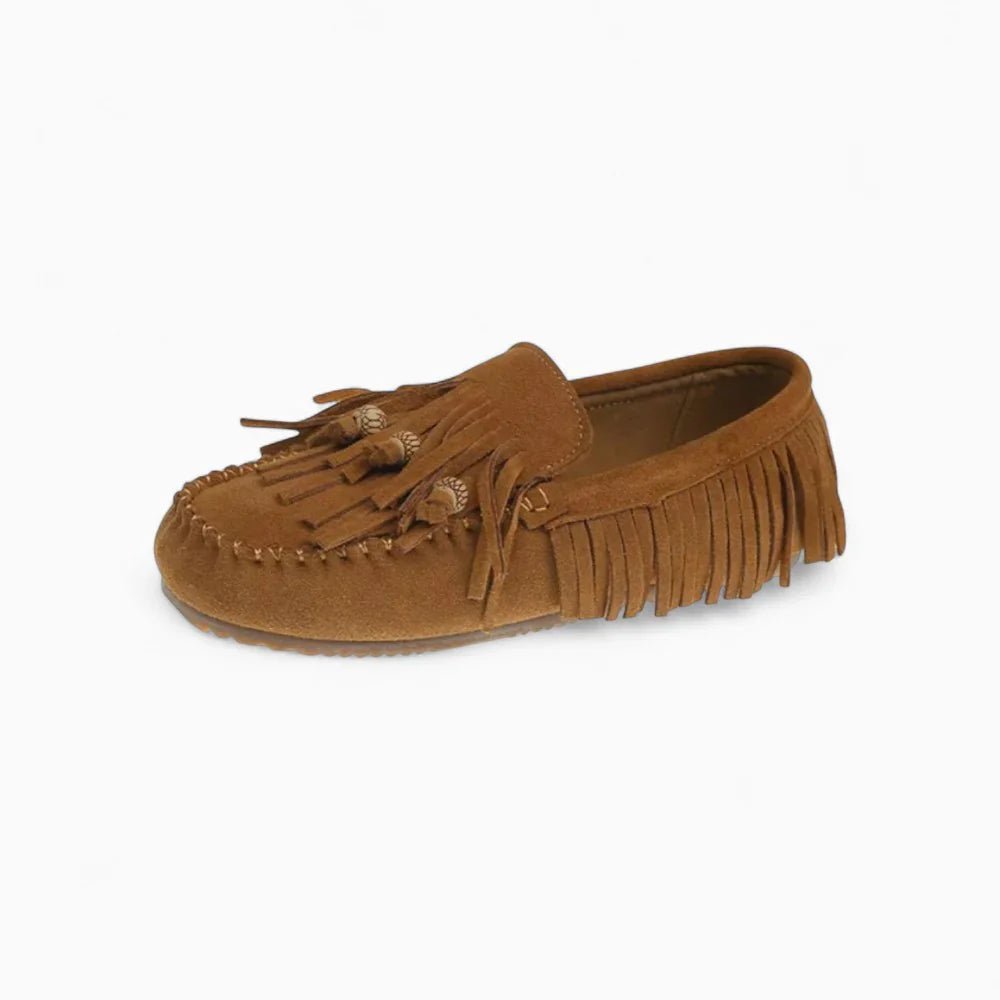 Mocassins en daim marron à franges