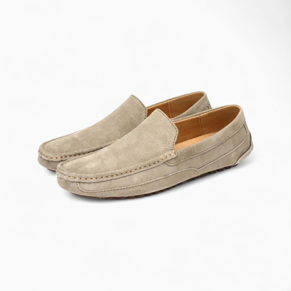 Mocassins en cuir beige pour homme