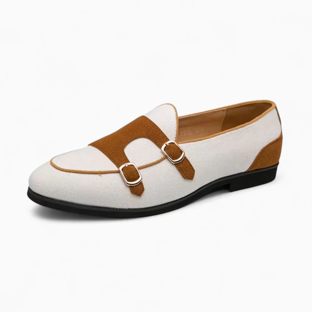 Mocassins blancs à boucle pour homme